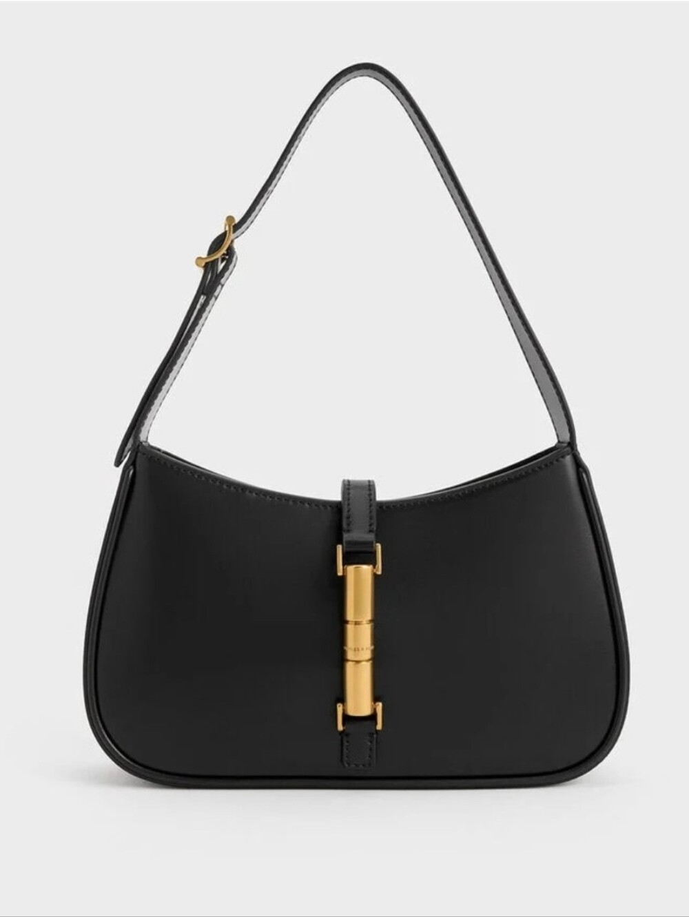 Charles & Keith Black Cesia Metallic Accent Shoulder Bag NWT